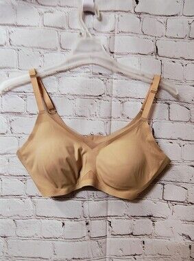 Honeylove Crossover Beige Seamless Wire Free Mesh Bra Padded Large